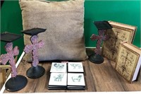 43 - NEW WMC PILLOW, CANDLE HOLDERS, COASTERS