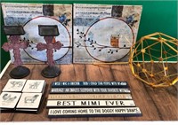 43 - NEW WMC ART, CANDLE HOLDERS, SIGNS, COASTERS