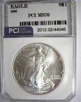 1995 Silver Eagle PCI MS-70 LISTS FOR $2100