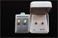 (2) 14K YG Earring Sets