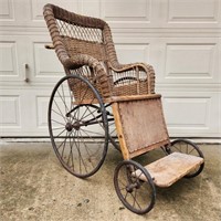 Antique Wood & Wicker Wheelchair