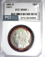 1881-S Morgan PCI MS-63+ DMPL Blue Purple Rim