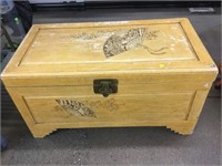 Ornate Carved wood storage trunk. 40x21x21
