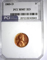 1963-D Cent PCI MS-67 RD LISTS FOR $14500