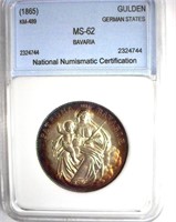 1865 Gulden NNC MS-62 Bavaria