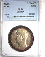1829-A 5 Francs NNC AU-50 Charles X