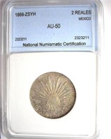 1869-ZSYH 2 Reales NNC AU-50 MEXICO