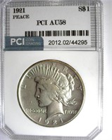 1921 Peace PCI AU-58 LISTS FOR $525