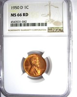 1950-D Cent NGC MS-66 RD