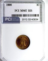 1908 Indian Cent PCI MS-67 RB