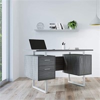 Techni Mobili Modern Office Desk w/Storage, Gray