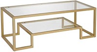 Henn&Hart 45" Wide Coffee Table, Brass