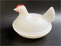 4” Milk Glass Hen on Nest