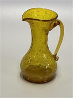 6” Amber Crackle Glass Pitcher