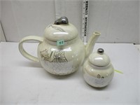 Pottery Tea Kettle and Sugar Bowl