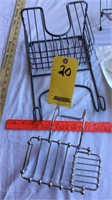 Cast iron coat  rack, baskets, and more