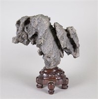 19th C. Chinese Lingbi Scholar Stone w/ Stand
