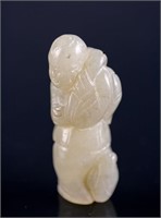 Chinese White Hardstone Carved Ruyi Boy Statue