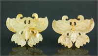 Pair of Hardstone Carved Butterfly Pendants