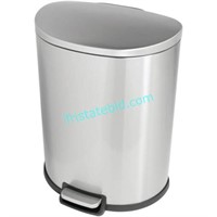 13 Gal. Stainless Steel D-Shaped Step On Trashcan