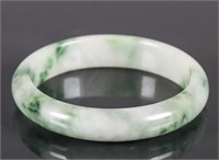 Burma Green and White Jadeite Bangle