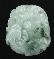 Chinese Green Jadeite Carved Dragon Pendant