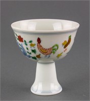Fine Doucai Stem Porcelain Cup Ming Chenghua Mark