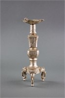 Chinese Large Silver Lotus Candle Stand Xuande Mk