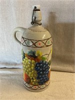 Crock with wire attached stopper hand painted
