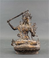 Chinese Gilt Bronze Manjushri Bodhisattva Statue