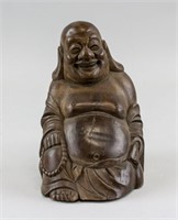 19th C. Chinese Bamboo Carved Happy Buddha Statue