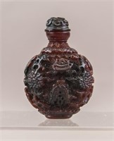 Chinese Qing Carved Amber Snuff Bottle