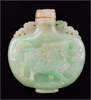Chinese Jadeite Carved Apple Green Snuff Bottle