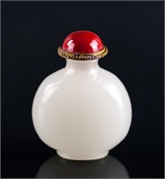 Chinese Milky White Hardstone Carved Snuff Bottles