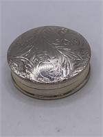 STERLING SILVER HINGED ROUND PILL BOX