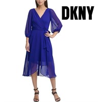 New($130)Dkny BalloonSleeve FauxWrap Dress Size 12