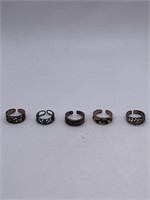 STERLING SILVER LOT OF 5 RINGS