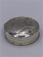 STERLING SILVER ROUND HINGED PILL BOX