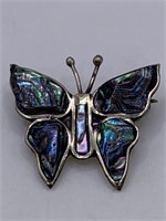 ALPACA ABALONE BUTTERFLY BROOCH-MEXICO
