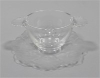 LALIQUE CRYSTAL "HONFLEUR" CUP AND SAUCER