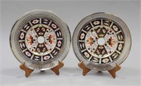 ROYAL CROWN DERBY PLATES WITH STERLING (2)