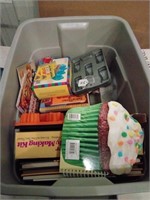 Tote of cook books and jello molds