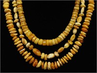 BEADED AMBER NECKLACE LOT (3)