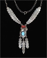 S. A. ARVISO SIGNED FEATHER NECKLACE