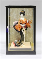 JAPANESE DOLL IN DISPLAY CASE