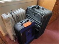 Heater, 2 suitcases