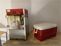 Gold metal popcorn machine,supplies, cooler