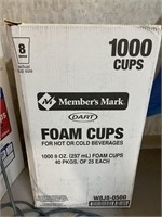 1,000 count 8 oz. foam cups
