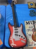 Metal Fender guitar sign & music sign