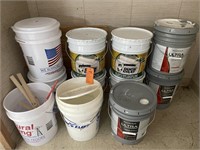 Partial bucket roof coating, paint & empty bucket